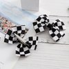 2PC Racing Checkered Flag Hair Bow Clips 4 Inch Girls Women Black and White Racing Fan Pigtail Hair Accessories