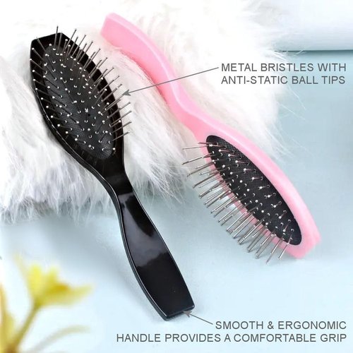 AC221 (Natural & Synthetic Hair, Wig & Extension Brush & Wide Tooth Detangling Comb) - Hair Care Accessory in AC-BLACK