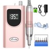 Kredioo Nail Drill, 35000RPM Nail Drills for Acrylic Nails Professional Electric File Rechargeable Portable Efile Machine 6 Bits Kit with Sanding Bands for Manicure Pedicure Remove Gel Polish