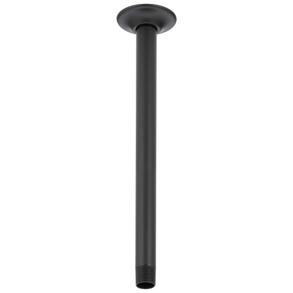 Delta Faucet 14-inch Ceiling Mount Shower Arm and Flange, Black Straight Shower Arm, Matte Black U4998-BL
