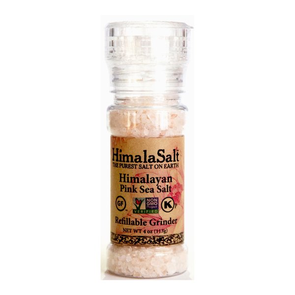 HimalaSalt Refillable/Adjustable Himalayan Salt Grinder - 4 oz