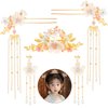 5 Pcs Flower Chinese Tassel Hair Stick Crystal Pearl Hanfu Hair Pins Classical Floral Bride Wedding Accessories for Women