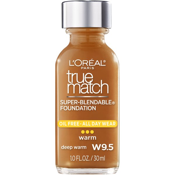 L'Oreal Paris Makeup True Match Super-Blendable Liquid Foundation, Deep Warm W9.5, 1 Fl Oz,1 Count