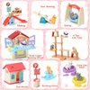 Golray 66Pcs Cat Toys for Kids Girls, 3 In 1 Pet Pretend Play Toys with 9 Cat Figurine/DIY Cat Tree/Beauty House/Playground, Toddler Cat Figures Pet Care Birthday Preschool Girl Boy Gift Age 4 5 6 7 8