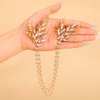 Gorais Gold Wedding Head Chain Jewelry Crystal Leaf Headpiece Rhinestone Hair Chain Costume Accessories for Women