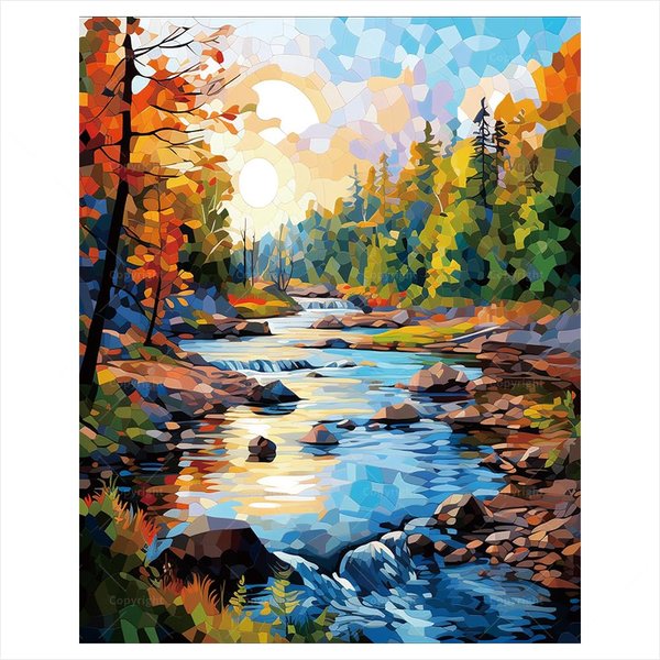 Autumn River Paint by Numbers Kit for Adults - DIY Landscape on Canvas 16x20 Inches, Adults' Paint-by-Number Kits Acrylic Paint Set, Suitable for Beginners, Art Kit for Home Decoration or Gifts