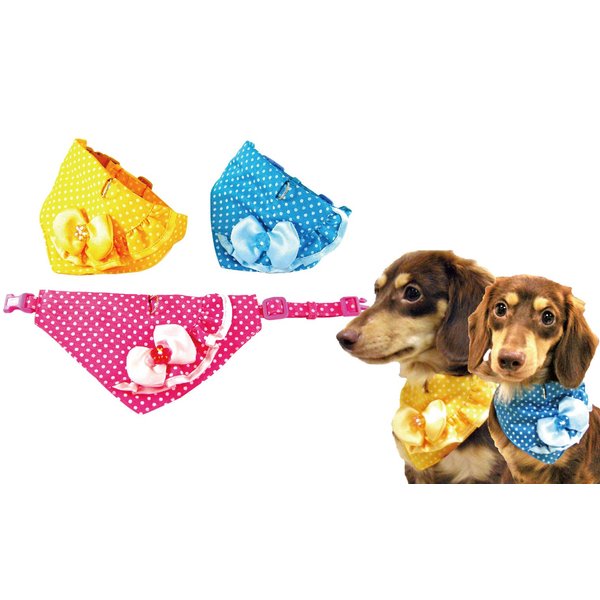 Orea - Small Dog Collar with non-removable Bandana - Color:Blue with white dot