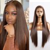 UNIQUEWIG 24" Dark Brown Long Silky Straight Synthetic Lace Front Wigs Natural Hairline Cosplay Wigs Heat Resistant Glueless Hair Replacement Daily Use