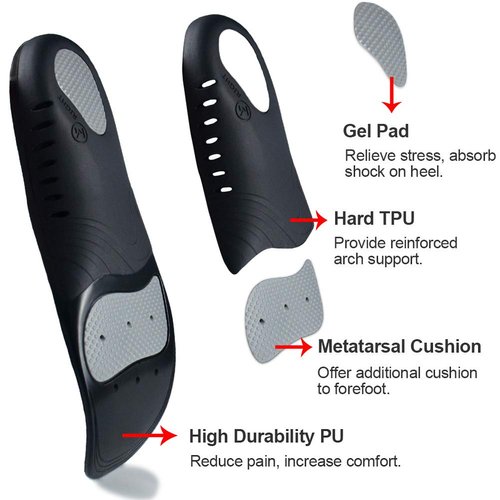 Ailaka Orthotic Cushion Arch Support Shoe Insoles for Men & Women, Unisex Daily Shock Absorption Gel Sports Inserts for Flat Feet, Plantar Fasciitis, Heel Pain Relief