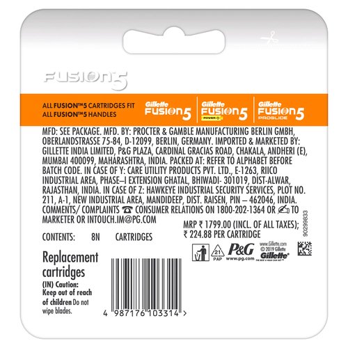 Gillette Fusion Shaving Razor Blades (8 Catridges)
