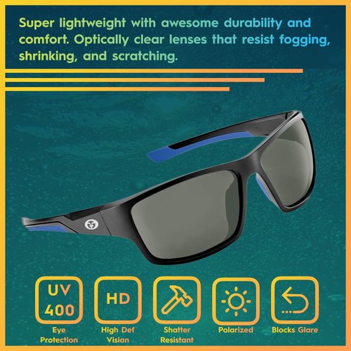 Fling Fisherman 7712BS Sand Bank Polarized Sunglasses, Matte Black Frame, Smoke Lens