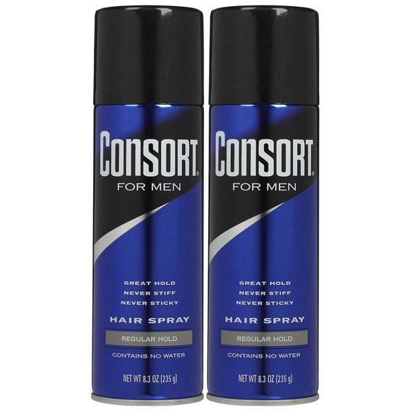 Consort Regular Hold Aerosol Hairspray, 8.3 oz, 2 pk