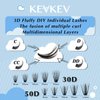 KevKev Lash Clusters Individual Lashes 3D Fluffy Eyelash Clusters 320 Pcs Cluster Lashes 30+50D Wispy Volume Lashes DIY Lash Extensions Thin Band & Soft(Fluffy 30+50D,D-12-18mix)
