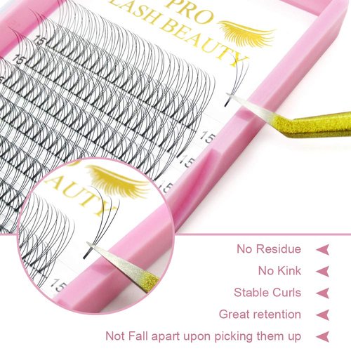 Premade Fans Eyelash Extensions 3D-D-0.10-10 Short Stem Premade Volume Eyelash Extensions 9 to 20 mm Pre made Lash Fans 3D 5D 7D Volume Lash Extensions .07 .10 C D Curl(3D-D-0.10,10mm)