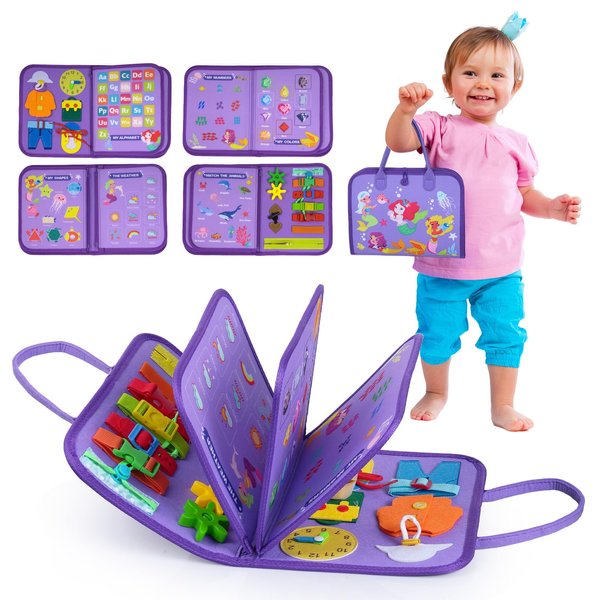 INKLAB Busy Board Montessori Toys for 3 4 5 Year Old, Sensory Toys for Toddlers 3+, Montessori Busy Book, First Birthday Gifts for Boys & Girls