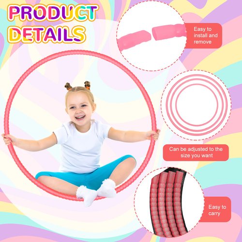 Shappy 6 Pcs Exercise Hoop Detachable Adjustable Plastic Toy Hoop Playground Toys Colored Hoop Circles for Teens Games Gymnastics Dog Agility Equipment Party Decor(24 Inch,Macaron Pink)