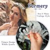 Formery Star White Quartz Headband Silver Crescent Moon Natural Stone Crown Hairband Halloween Cosplay Wedding Crystal Tiara Headpiece for Women
