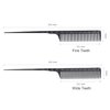 Heat Resistant Rat Tail Combs for Flat Iron Straightening, 2 Pieces Carbon Fiber Anti Static Styling Combs for Women, Fine and Wide Teeth, Black