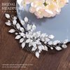 Easedaily Leaf Bride Wedding Hair Comb Silver Pearl Bridal Hair Piece Hair Accessories for Women and Girls