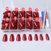Bellelfin Coffin Press on Nails Short, 240Pcs Ballerina Red Fake Nails Kit Full Cover Acrylic Press on Nail with Glue Glossy Coffin Nails Press on False Nails for Women Girls Fingernails Artificial