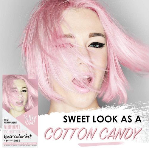 Punky Colour Box Kit Cotton Candy - For Bleached, Blonde or Highlighted Hair, Non-Damaging Hair Dye, Vegan, PPD and Paraben Free, Conditions and Transforms to Vibrant Hair Color, lasts up to 35 washes