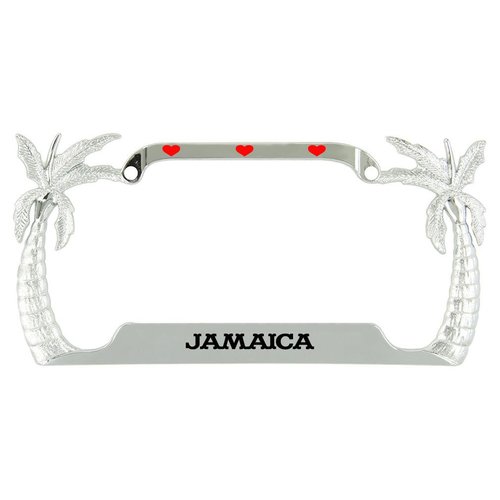 Speedy Pros I Love Heart Jamaica Palm Tree Metal License Plate Frame Tag Holder