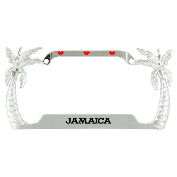 Speedy Pros I Love Heart Jamaica Palm Tree Metal License Plate Frame Tag Holder