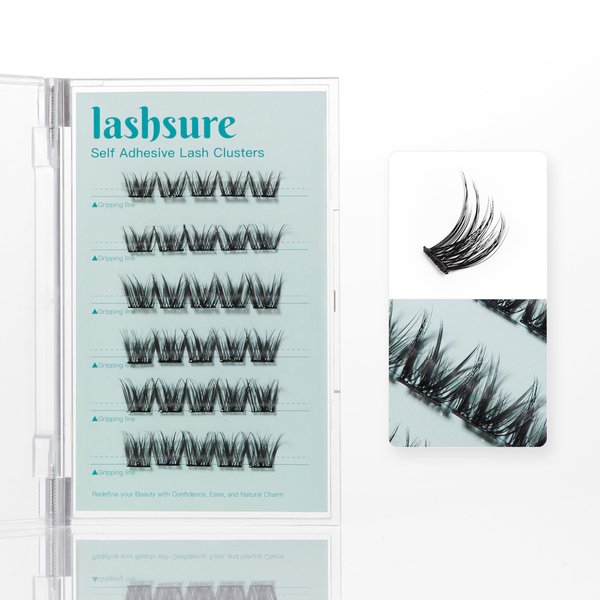Lashsure Self Adhesive Eyelash Clusters Kit - Natural Black, Reusable False Eyelashes Kit for Women, Easy to Apply, Lightweight & Natural Looking (MF10-2)