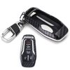 iJDMTOY Glossy Black Carbon Fiber Pattern Exact Fit Key Fob Shell w/Keychain Compatible with Ford/Lincoln 4/5-Button Intelligent Access Smart Key