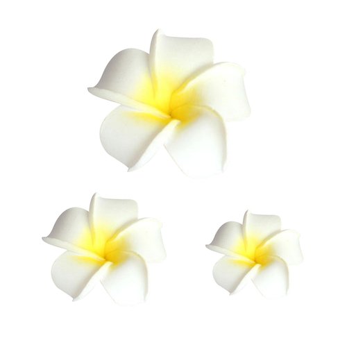 Koolgil Women's Fashion Hawaiian Foam Plumeria Flower Clips Plumeria Flower Bowknot Hair Clip for Bridal Wedding Luau Beach Tropical Vacation Party Hair Decorations (3 Sizes White)
