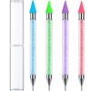 Tatuo 4 Pcs Rhinestone Picker Dotting Pen,Nail Dot Paint Pen Tool Crystals Wax Pencil Pen for Rhinestone Gems Dual Ended Rhinestone Picker with 4 Case Manicure Nail Art DIY (Blue, Green, Pink, Purple)
