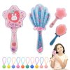 2Pcs Girls Wet Hair Brush, Cute Detangler Brush, Kids Wet-Brush No Pain Soft for All Hair Types Hair Curly Through Tangles Boys Hair Brush(Rabbit & Shell Pattern, with 10Pcs Cartoon Hair Ties)