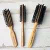 Natural Boar Bristle Round Brush [ Made in Japan ] Olive Oil Blended Bristles as Beauty Essence [ Boar Hair Brush ] (Round Brush (M))