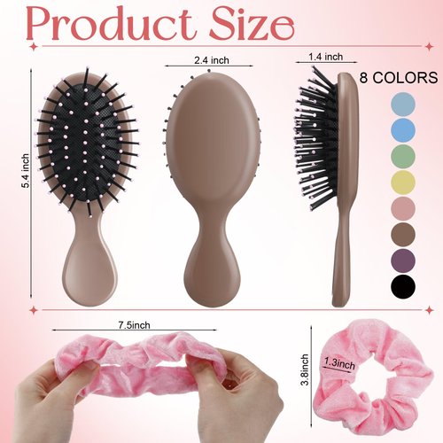 FoldTier 32 Pcs Girls Hair Brush Set Mini Wet and Dry Hair Brush Toddler Detangler Hair Brush Scrunchies for Kids Travel Detangling Brush Scrunchies for Girls Kids Hair Brush Set for Any Hair