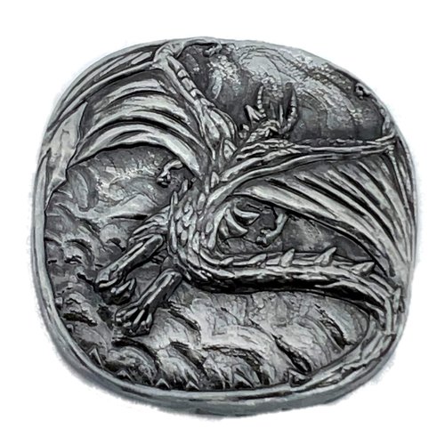 Cryptic Creative Silver Dragon Decision Coin D2 Heads-Tails - Yes-No RPG LARP