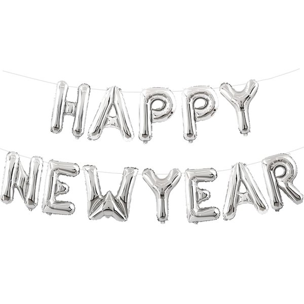 Silver Happy New Year Balloons,160 Inch Happy New Year Balloon for Happy New Year Decorations 2025, New Years Eve Balloons for 2025 New Years Eve Party Supplies