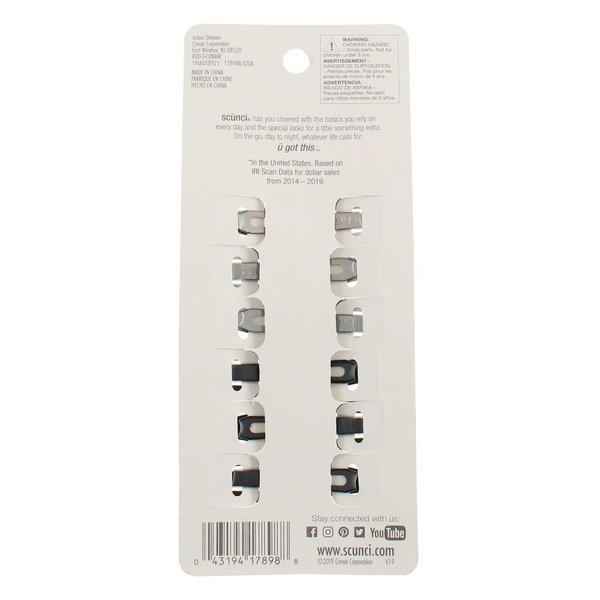 Scunci No Slip Snap Clips, 6ct, 5cm
