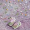 Flower Nail Art Stickers Spring Nail Decals Small Floral Nail Stickers 5D Self-Adhesive Nail Supplies Field Daisy Flowers Grass Nail Design Cute Embossed Nail Accessories for Women DIY Manicure 1pc