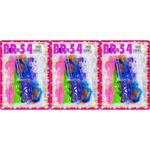 Tara Girls Self Hinge Multi Design Plastic Bow Hair Barrettes Selection Pack Of 3 (BR54)