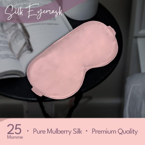 CELESTIAL SILK 100% Silk Sleep Mask for Women with Silk Covered Elastic Strap, 100% Silk Filled Silk Eye Mask for Sleeping (One Size, Vintage Pink)