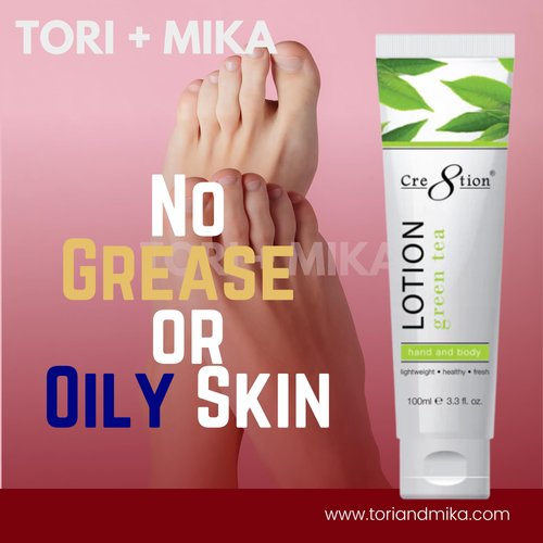Tori + Mika Creation Green Tea Spa Hand & Body Lotion - Non Sticky lotion - Nourishing Skin Lotion Moisturizer Cream From Dryness, Cracked and Flaking - Perfect for Travel Daily Compact Size