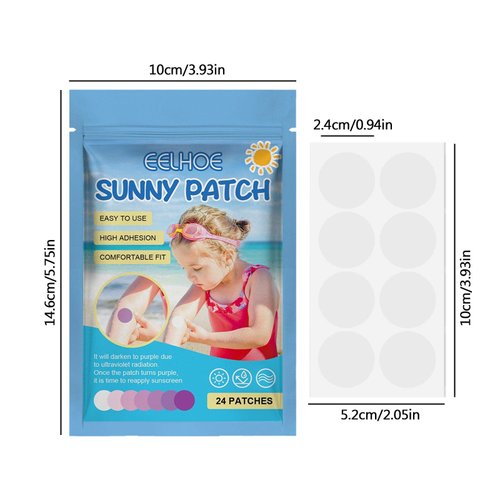 24 Pcs UV Stickers for Sunscreen,Sun Cream Stickers to Reapply, Waterproof UV Detection Stickers, UV Detection Reminder UV Patch for Kids Changes Color When Time To Reapply Sunscreen Facial Sunscreens
