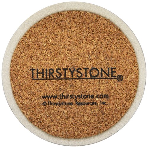 Thirstystone Sand Dollar 4 Pack Round Absorbent Stone Coasters Manufactured in The USA Decorative, Absorbent, Easily Wipes Clean