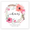 Boho Spirit Cheers Personalized Cocktail Napkins / 100 Custom Printed 3 Ply Paper Napkins / 4 3/4" x 4 3/4" Floral Feather Bridal Shower Party Beverage Napkins/Baby Shower Celebration Napkins