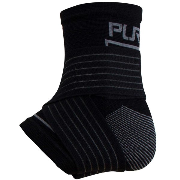 Ankle Support Brace – Compression Sleeve with Adjustable Strap, Perfect Fit – Great for Running, Ankle Sprains (S/M, Black)
