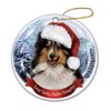 Holiday Pet Gifts Sheltie (Tri-Color) Santa Hat Dog Porcelain Christmas Ornament