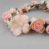 SH Rose Flower Wreath for Women, Bridal Floral Headband Hair Wreath Crown, Flower Headpiece with Ribbon Wedding Party Festival Photos Door Outside Wall Window Décor, Pink