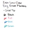 EXPO Low Odor Dry Erase Markers, Chisel Tip, Basic Assorted, 4 pk