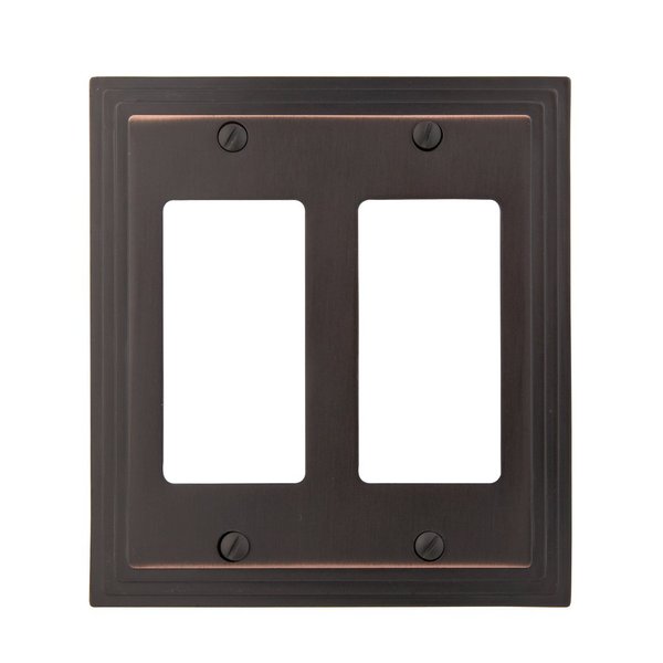 AMERELLE 84RRVB Steps Double Rocker Cast Metal Wallplate in Aged Bronze