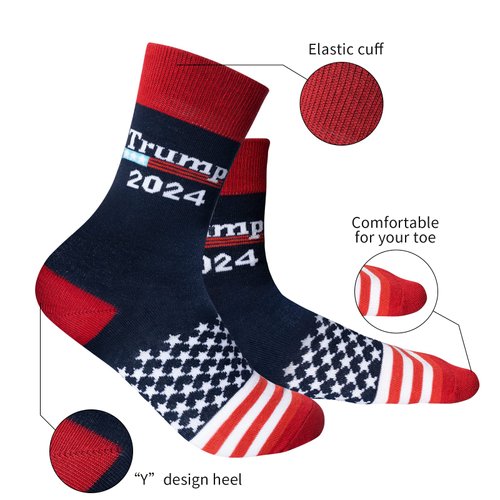 2 Pack Trump 2024 Socks Men Women Novelty Cotton Crew Sock